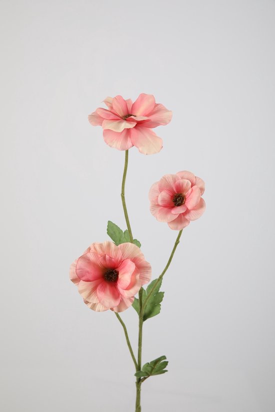 Kunstbloem Ranonkel - topkwaliteit decoratie - Roze - zijden tak - 61 cm hoog