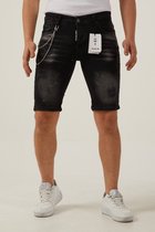 212 By Xway Jeans K-507 | Ripped met Paint Splatter Heren Slim Fit Jeans Shorts | Korte Spijkerbroek | Slim Fit | Premium Street Fashion | Zwart