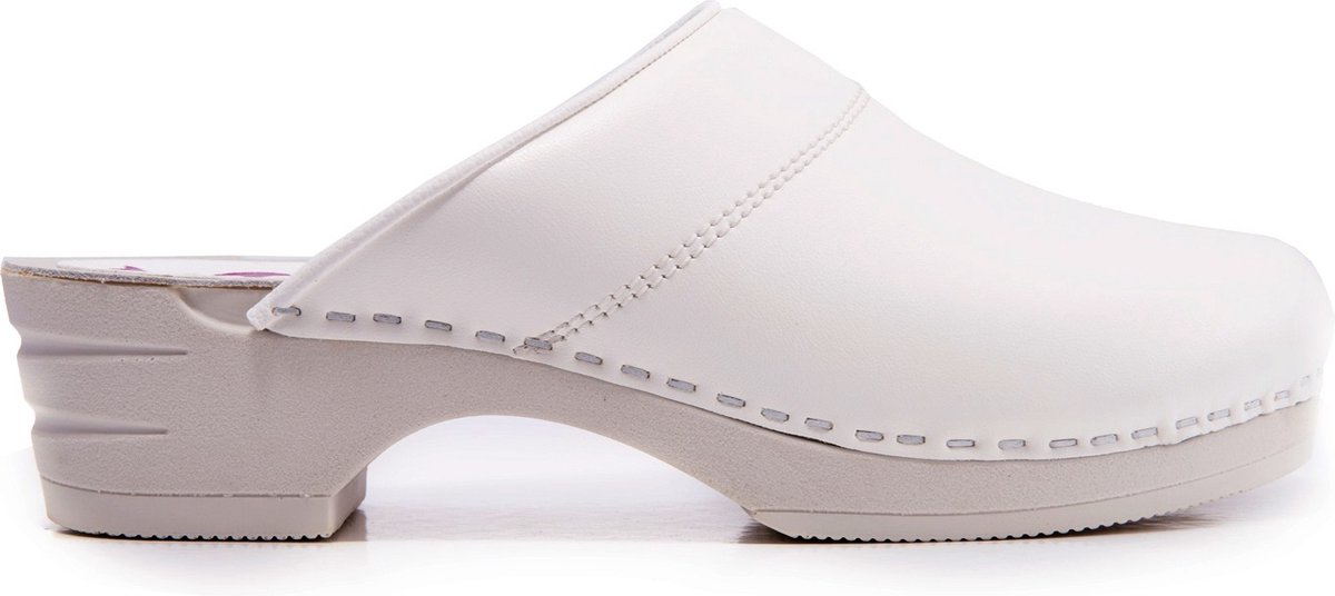 Moofs Dames Klompen Natural Wit Maat 39 - Flexibele PU Zool - Geluidloos