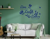 Stickerheld - Muursticker "Live every moment Laugh every day Love beyond word" Quote - Woonkamer - versiering - Engelse Teksten - Mat Donkerblauw - 55x74.2cm