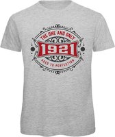 1921 The One And Only | Feest Kado T-Shirt Heren - Dames | Antraciet - Donker Rood | Perfect Verjaardag Cadeau Shirt | Grappige Spreuken - Zinnen - Teksten | Maat 3XL