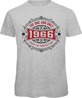 1966 The One And Only | Feest Kado T-Shirt Heren - Dames | Antraciet - Donker Rood | Perfect Verjaardag Cadeau Shirt | Grappige Spreuken - Zinnen - Teksten | Maat 3XL