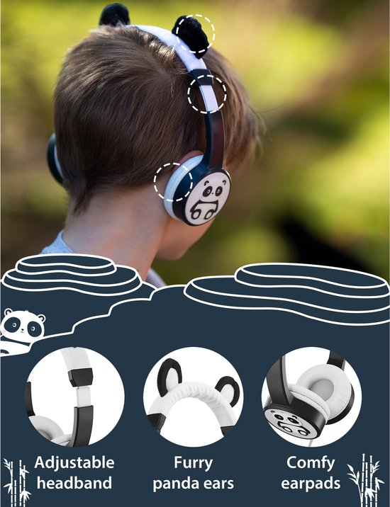 koptelefoon hoofdtelefoon headphonejack Buddies panda opvouwbaar Planet kinderen -... aux | bol