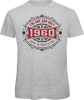 1960 The One And Only | Feest Kado T-Shirt Heren - Dames | Antraciet - Donker Rood | Perfect Verjaardag Cadeau Shirt | Grappige Spreuken - Zinnen - Teksten | Maat M