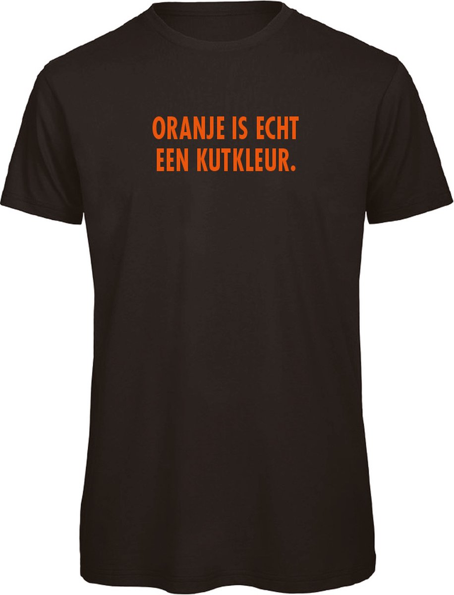 T-shirt zwart L - Oranje is echt een kutkleur - soBAD. - Koningsdag - Unisex - Oranje - Voetbal - Nederland