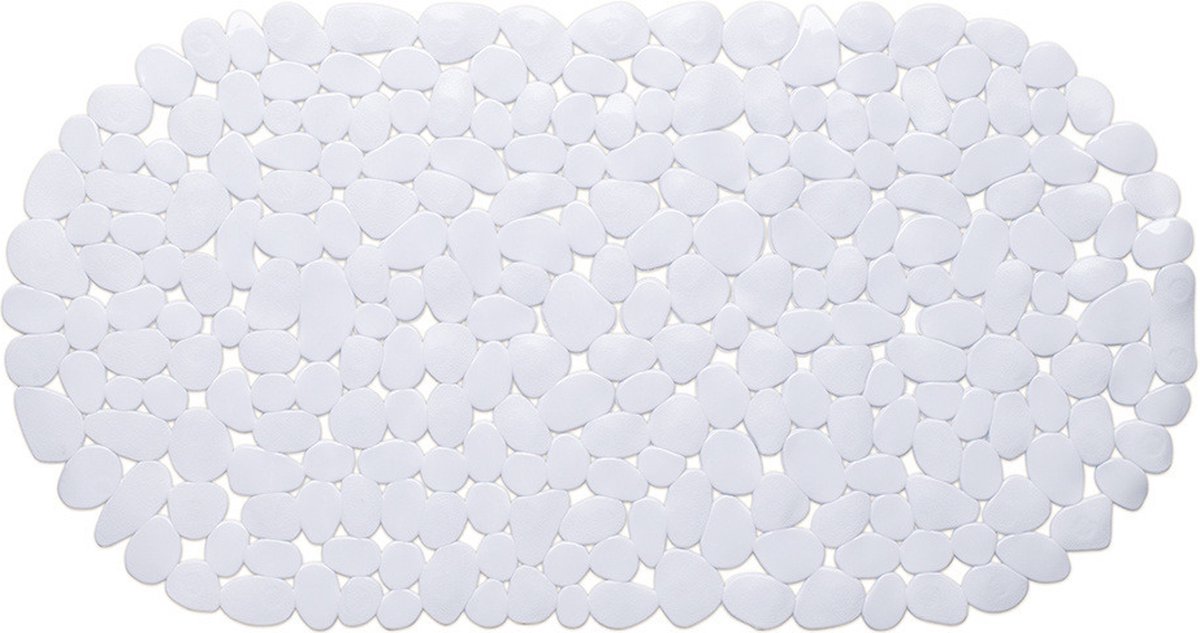 Wicotex grijze anti-slip badmat - 68 x 35 cm - ovaal - Badkuip mat - Schimmelbestendig - Anti-slip grip mat voor douche/bad