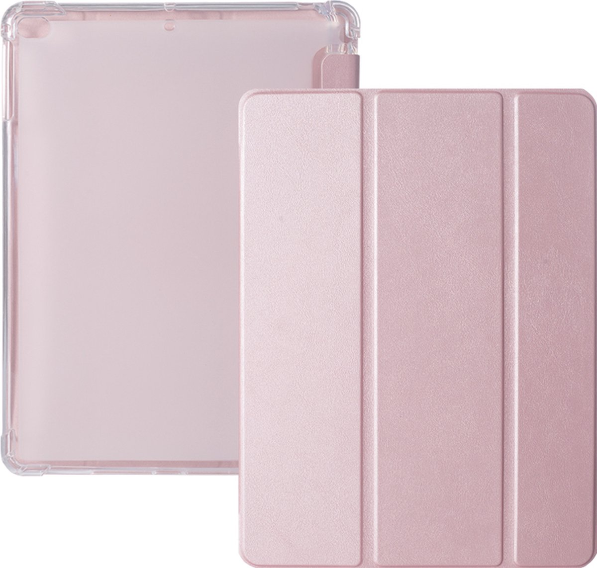 CoverMore Tablethoes - Geschikt voor iPad 10.2 2019/2020/2021 Case - Tablet Hoesje Roze Goud - Smart Folio Cover met Pencil Opbergvak