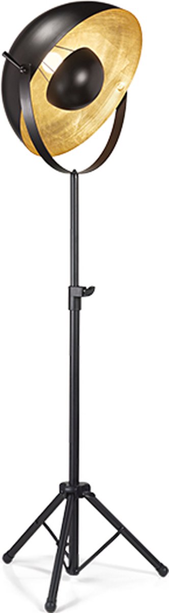 Ideal Lux Stage - Vloerlamp Modern - Goud - H:min 1400 / max 2050cm - E27 - Voor Binnen - Metaal - Vloerlampen - Staande lamp - Staande lampen - Woonkamer - Slaapkamer