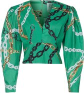 zoe karssen - dames -  gina fancy longsleeve top -  groene ketting print - m