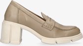 Tango | Romy heel 2-c taupe leather loafer - off white sole | Maat: 41