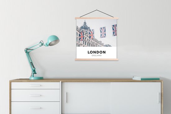 Affiche scolaire - Londres - Drapeau - Angleterre - 60x60 cm - Lattes vierges