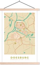 Posterhanger incl. Poster 40x60 cm - Schoolplaat - Doesburg - Vintage - Kaart - Plattegrond - Stadskaart - Textielposter - Blanke latten - Plattegrond