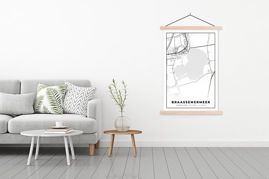 Porte-affiche avec affiche - Affiche scolaire - Nederland - Carte - Plan de la ville - Carte - Braassemermeer - 120x180 cm - lattes vierges