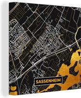 Canvas Schilderij Sassenheim - Kaart - Stadskaart - Plattegrond - Goud - 20x20 cm - Wanddecoratie