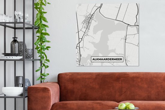 Canvas Schilderij Kaart - Alkmaardermeer - Meer - Plattegrond - Stadskaart - 90x90 cm - Wanddecoratie