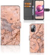 Wallet Book Case Xiaomi Redmi Note 10/10T 5G | Poco M3 Pro Telefoon Hoesje Marmer Oranje