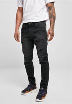 Urban Classics - Heavy Destroyed Slim Fit Jeans Broek rechte pijpen - 36/32 inch - Zwart