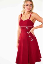 Voodoo Vixen - Claudia Red 1950s Nautical Seaside Flare jurk - XL - Rood