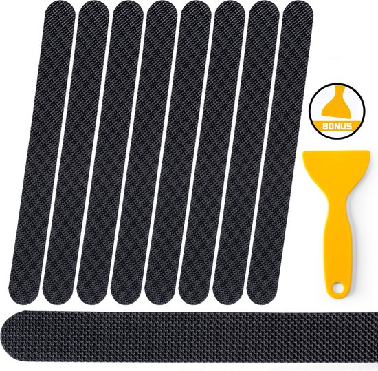 RX Goods 25 Stuks Zelfklevende Anti Slip Strips Stickers – 2 cm x 20 cm - Met Schraper – Zwarte Antislip Tape