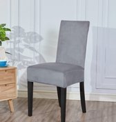 BankhoesDiscounter® Velvet Stoelhoes - Maat M - Lichtgrijs - Hoes voor uw eetkamer stoelen