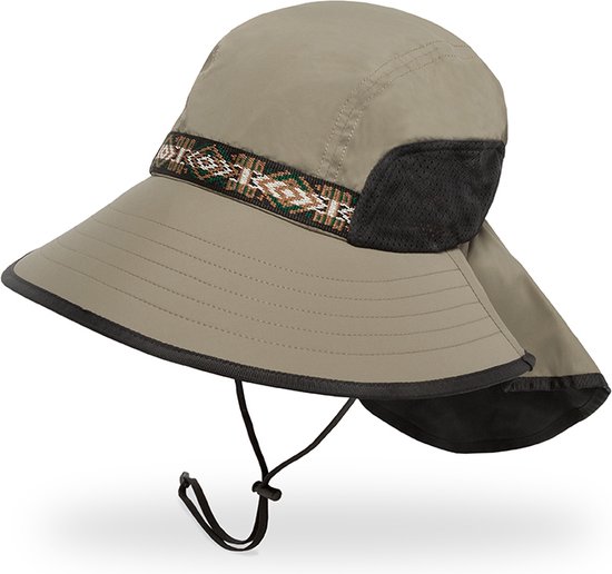 Sunday Afternoons - UV Original Adventure hoed met nekcape voor volwassenen - Outdoor - Zand/Zwart - maat L/XL