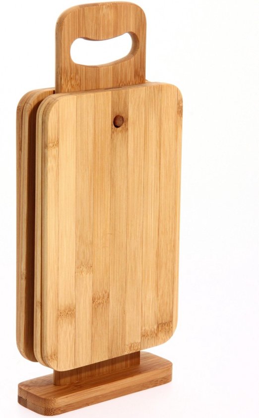 4x Stuks broodplankjes met houder 14 x 18 x 32 cm van bamboe hout -  Broodplanken -... | bol.com