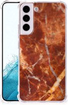 Coque de téléphone portable Samsung Galaxy S22 Coque de téléphone avec nom avec bord transparent Marble Brown