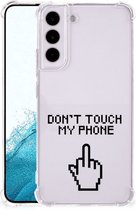 Smartphonehoesje Geschikt voor Samsung Galaxy S22 Telefoon Hoesje met doorzichtige rand Finger Don't Touch My Phone