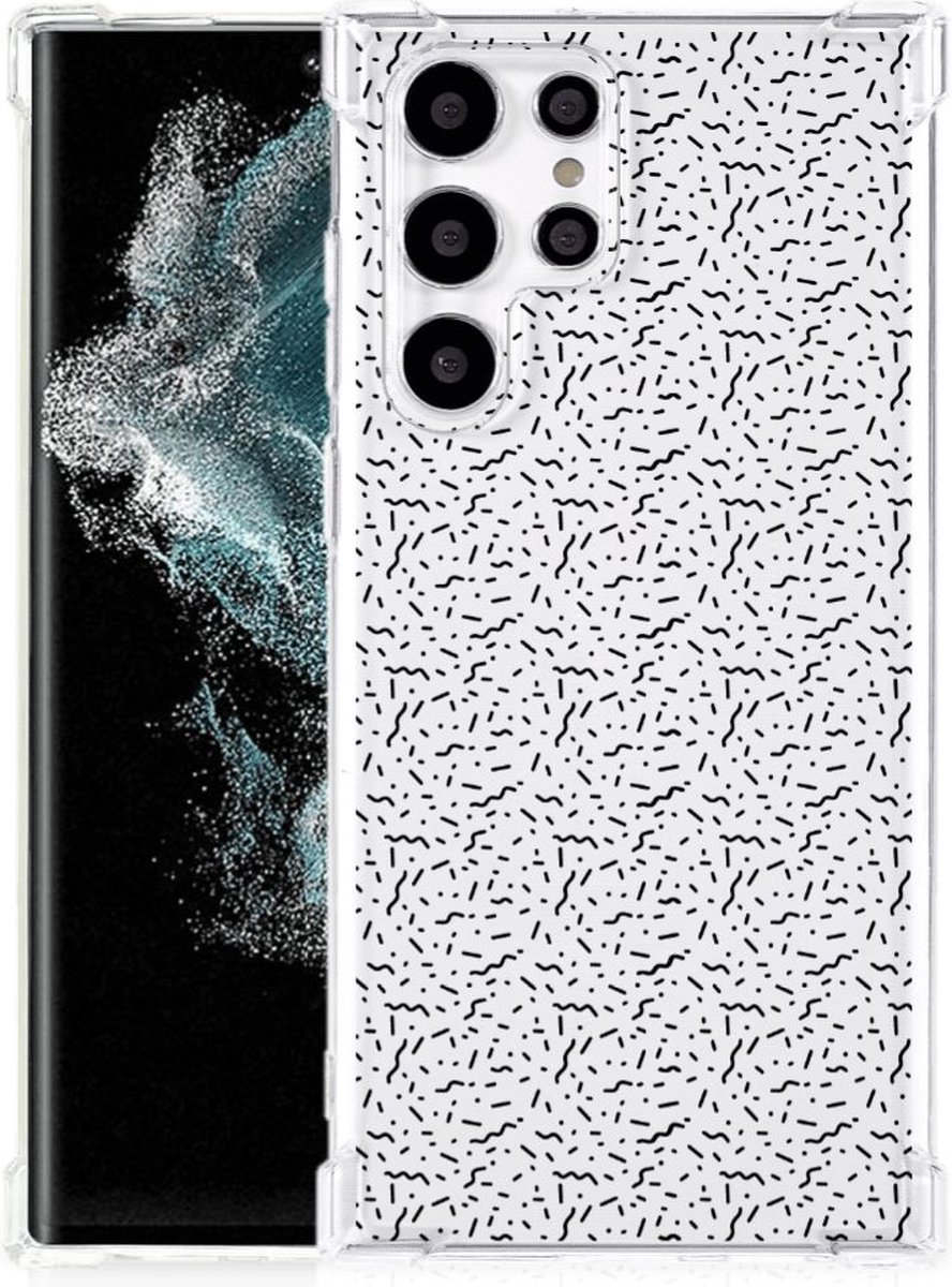 Samsung Galaxy S22 Ultra Doorzichtige Silicone Hoesje Stripes Dots