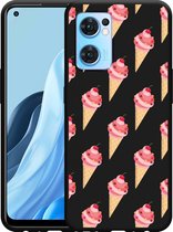 Oppo Find X5 Lite Hoesje Zwart Ice cream - Designed by Cazy