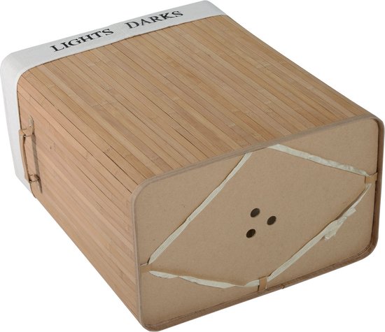 HOMCOM Panier à linge en bambou avec cloison 100L 52 x 32 x 63cm