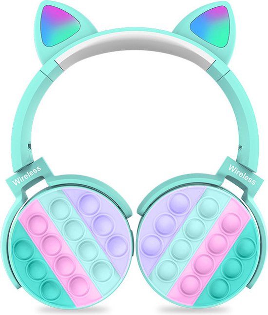 Casque Kinder bleu - casque chat - casque pop it | Casque Bluetooth sans  fil avec... | bol
