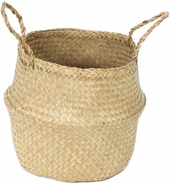 Zeller Opbergmand Rainbow Zeegras 35 X 34 Cm - Met Katoenen Handgrepen