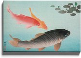 Walljar - Ohara Koson - Common And Golden Carp - Muurdecoratie - Canvas schilderij