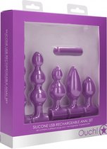 Silicone USB-Rechargeable Anal Set - Purple - Butt Plugs & Anal Dildos purple