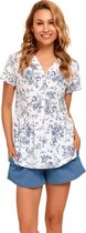 Doctor Nap Pyama Dames Volwassenen Bloemen Royal Blue PM.9926 XL