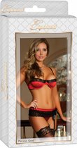 Bra, Garter & G-String - Red - Maat 3XL/4XL - Lingerie For Her