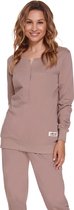 Doctor Nap Katoenen Pyjama met Drukknoopjes Dames Volwassenen Beige PM.4349 S