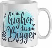 Aim higher, dream bigger' blauw/groen| Cadeau| cadeau voor haar |Cadeau voor hem| Beker 31 CL