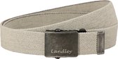 Landley Unisex Canvas Riem met Metalen Schuifgesp - Stretch - Koppelriem - Dames / Heren - Beige - Lengte totaal 130 cm / Riemmaat 115