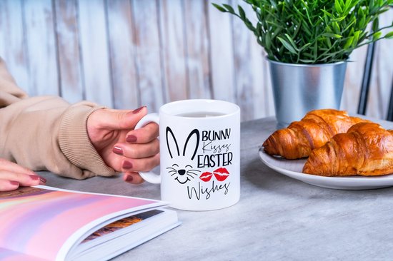 Tasse de Pâques Lapin embrasse les souhaits de Pâques | Cadeau de Pâques | Pâques | Décoration de Pâques | Décoration de Pasen | Cadeaux drôles | Tasse de café | Gobelet à café | Tasse à thé | Tasse de thé