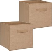Set van 2x stuks opbergmand/kastmand 29 liter bruin/naturel jute 31 x 31 x 31 cm - Opbergboxen - Vakkenkast manden