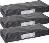 3x Stuks dekbed/kussen opberghoes antraciet grijs met vacuumzak 100 x 45 x 15 cm - Dekbedhoes - Beschermhoes