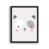 Schilderij  Panda hoofd grijs / Jungle / Safari / 50x40cm