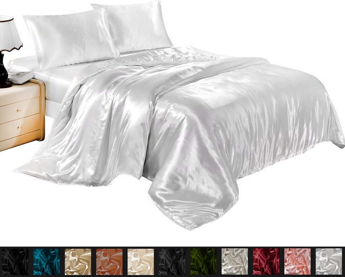 Satijn Dekbedovertrek - Wit - 140x220 Litalente - Silk Dekbedovertrek - Glans Satijn