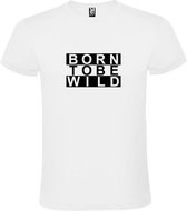 Wit T shirt met print van " BORN TO BE WILD " print Zwart size XXL