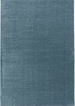 Woonkamer vloerkleed, laagpolig monochroom zachtpolig blauw