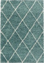 Tapis de salon Shaggy Motif de diamant Poil souple couleur Bleu