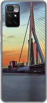 Geschikt voor Xiaomi Redmi 10 hoesje - Rotterdam - Erasmus - Zonsondergang - Siliconen Telefoonhoesje