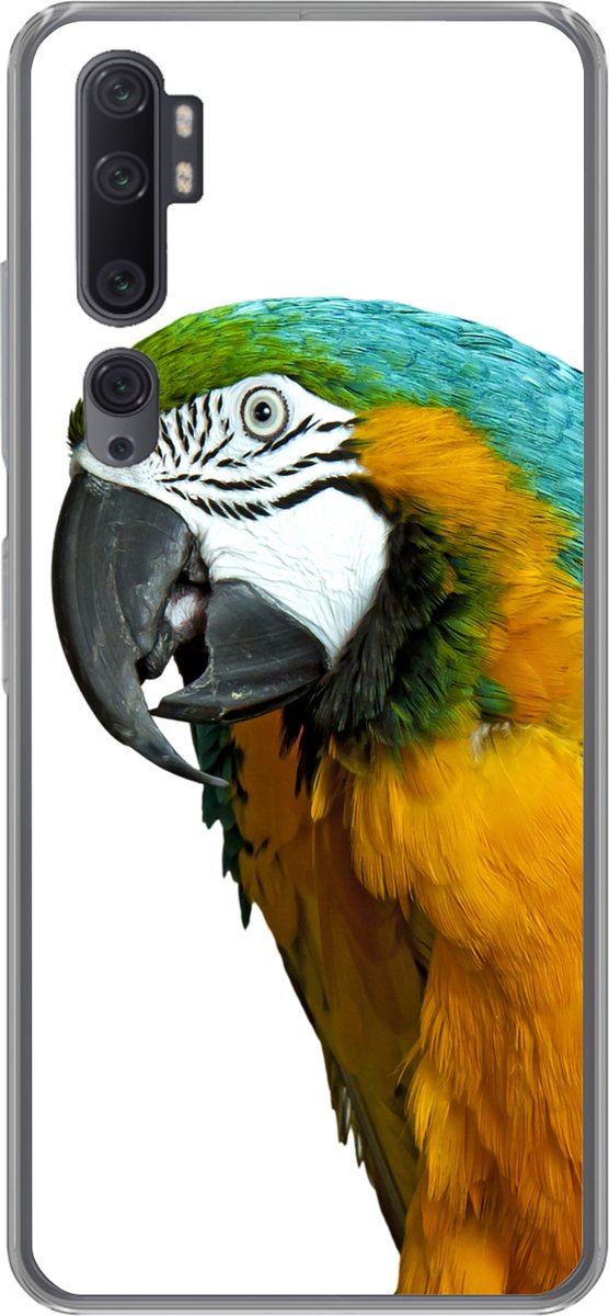 Telefoonhoesje Geschikt voor Xiaomi Mi Note 10 Pro hoesje - Papegaai - Vogel - Veren - Portret - Siliconen Telefoonhoesje Telefoonhoesje